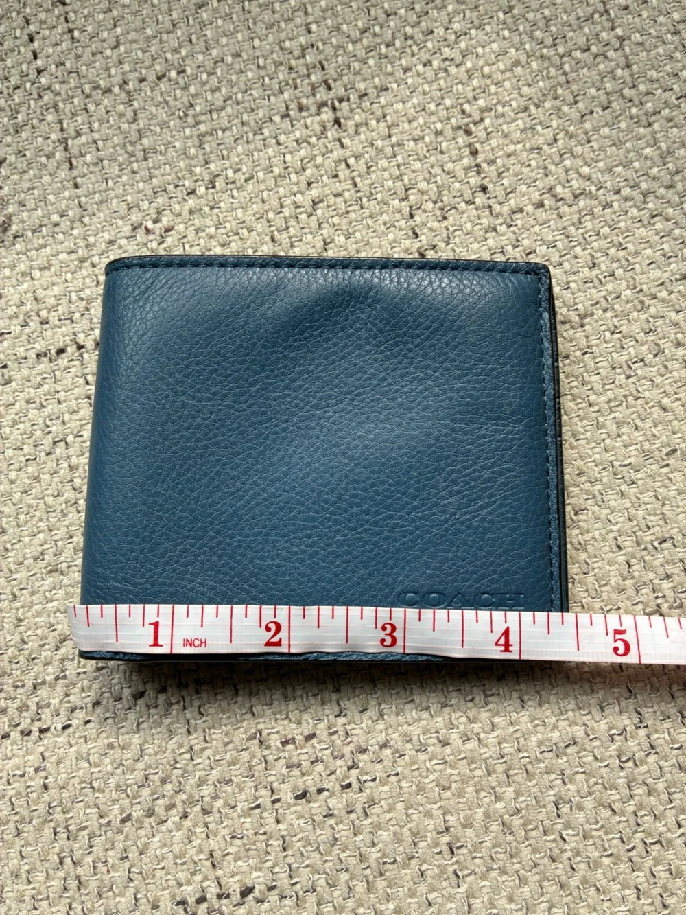 COACH Men's Blue Leather Bi-Fold Wallet